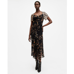 AllSaints Leah Floral Print Midi Dress